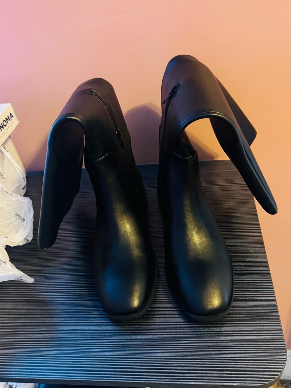 Classic Black Mid-Calf Block Heel Boots